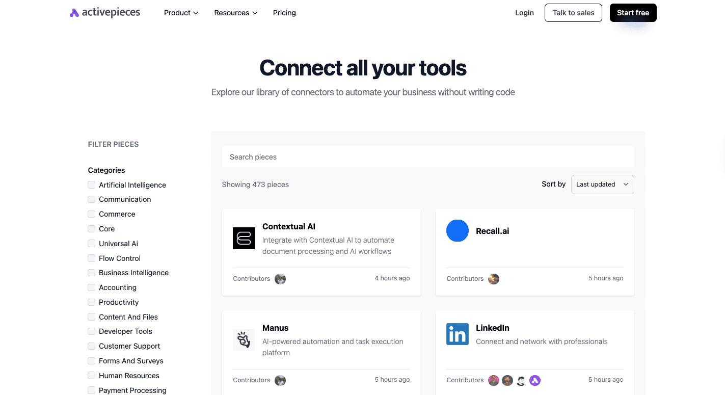 Activepieces 473 integrations