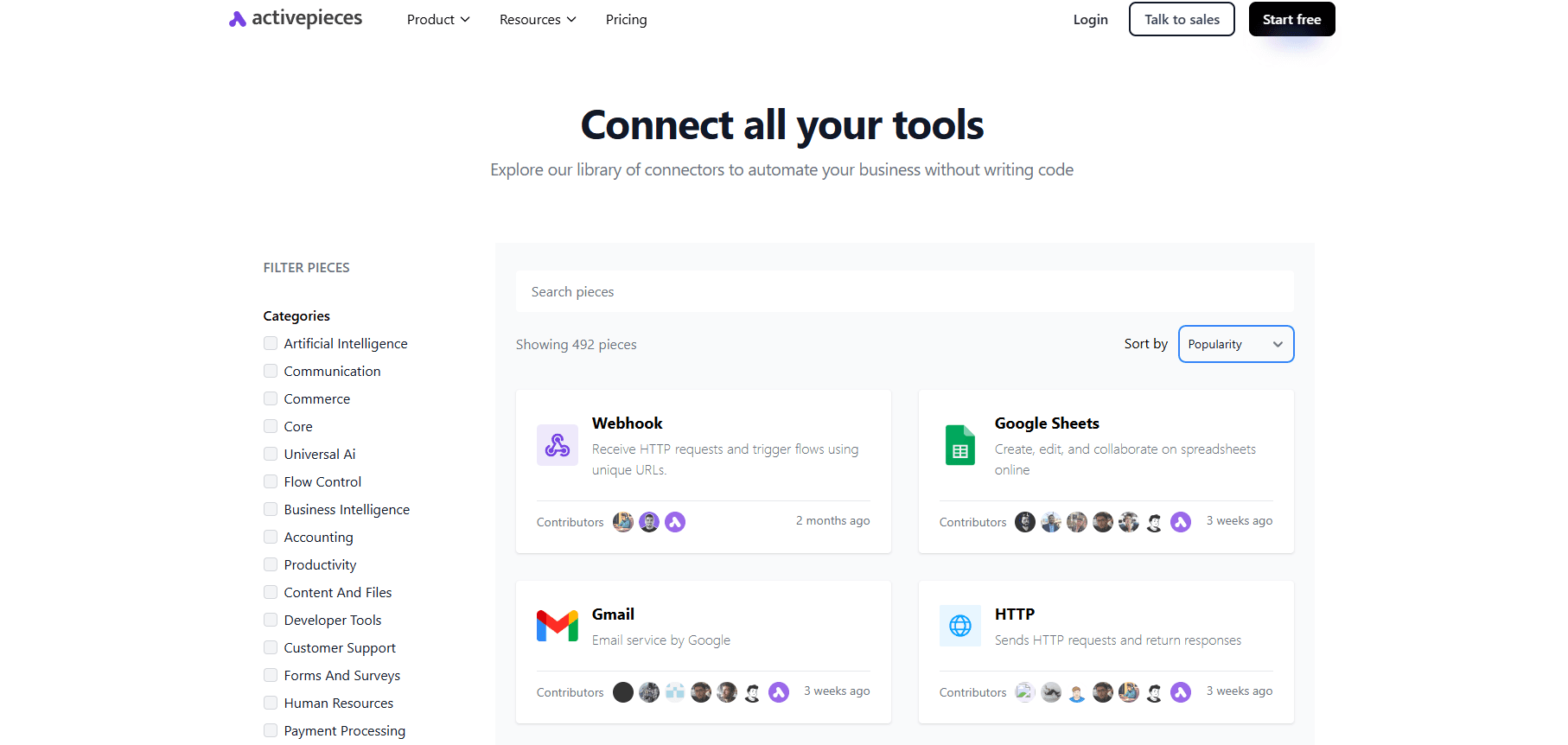 Activepieces 492 integrations
