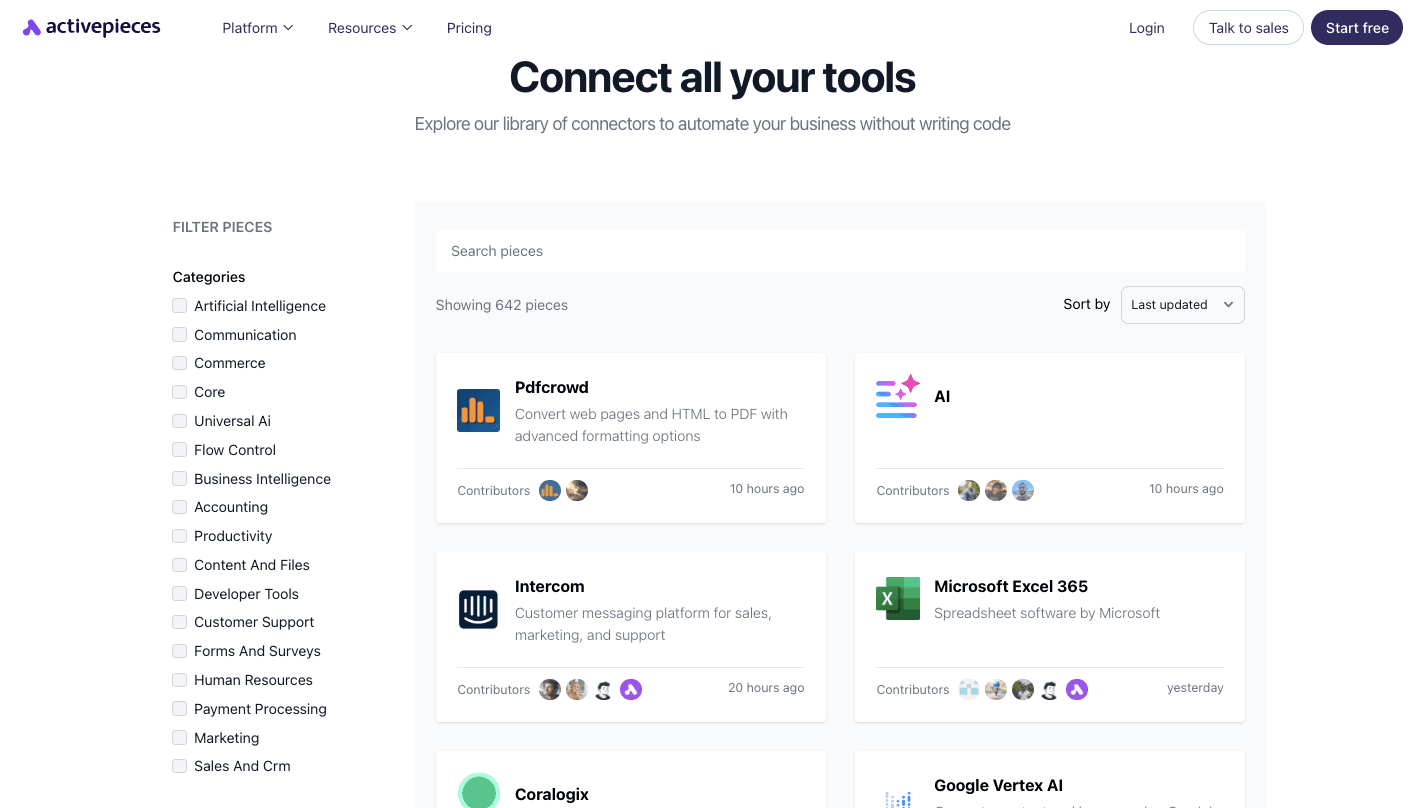 Activepieces 642 integrations