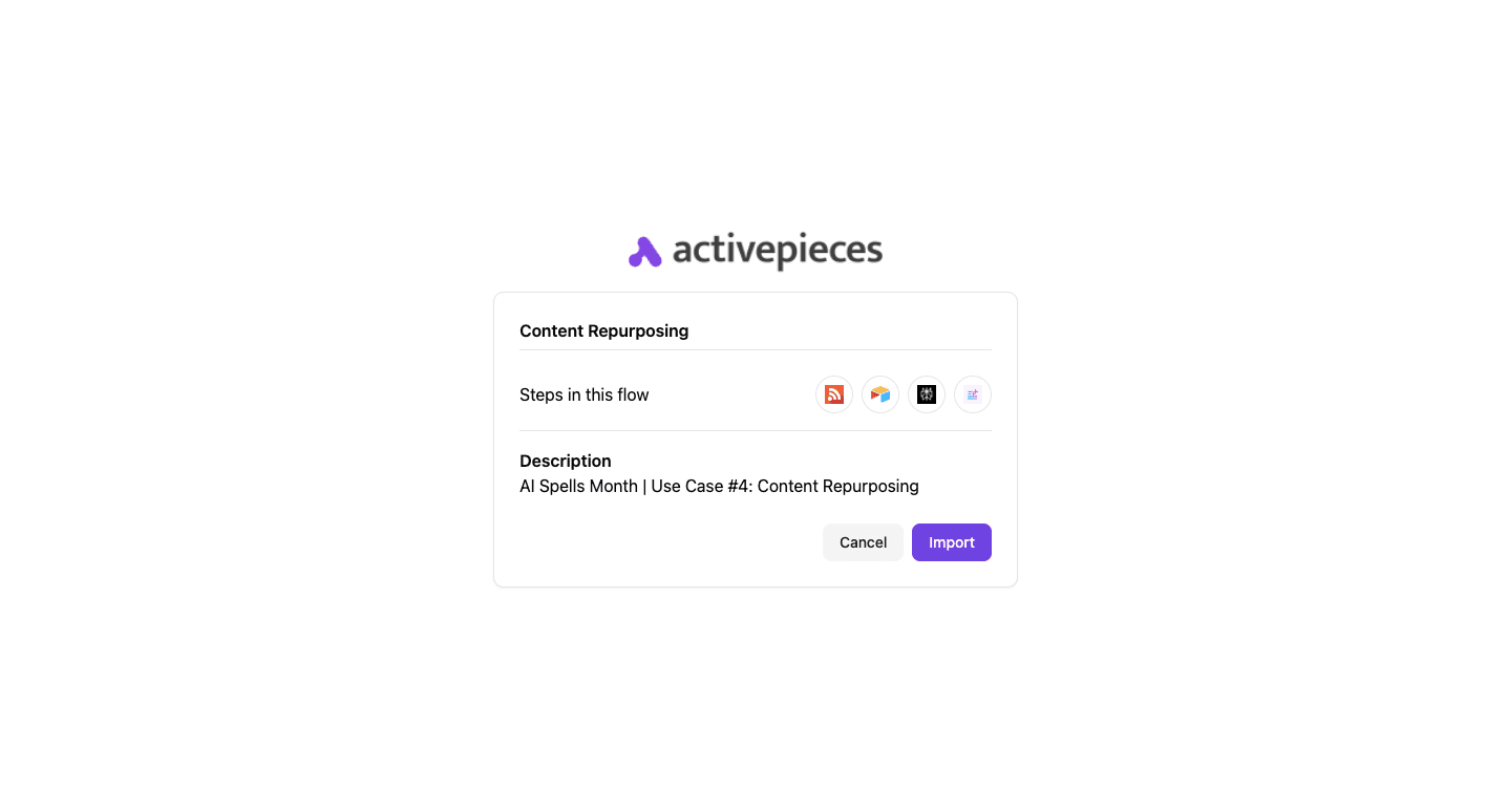 Activepieces Content Repurposing flow