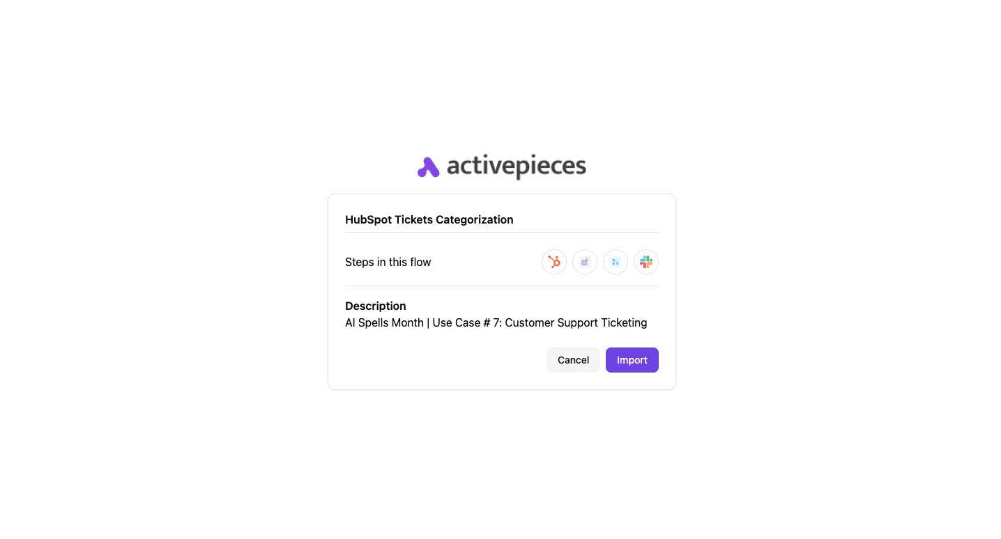 Activepieces Customer Support Ticketing flow