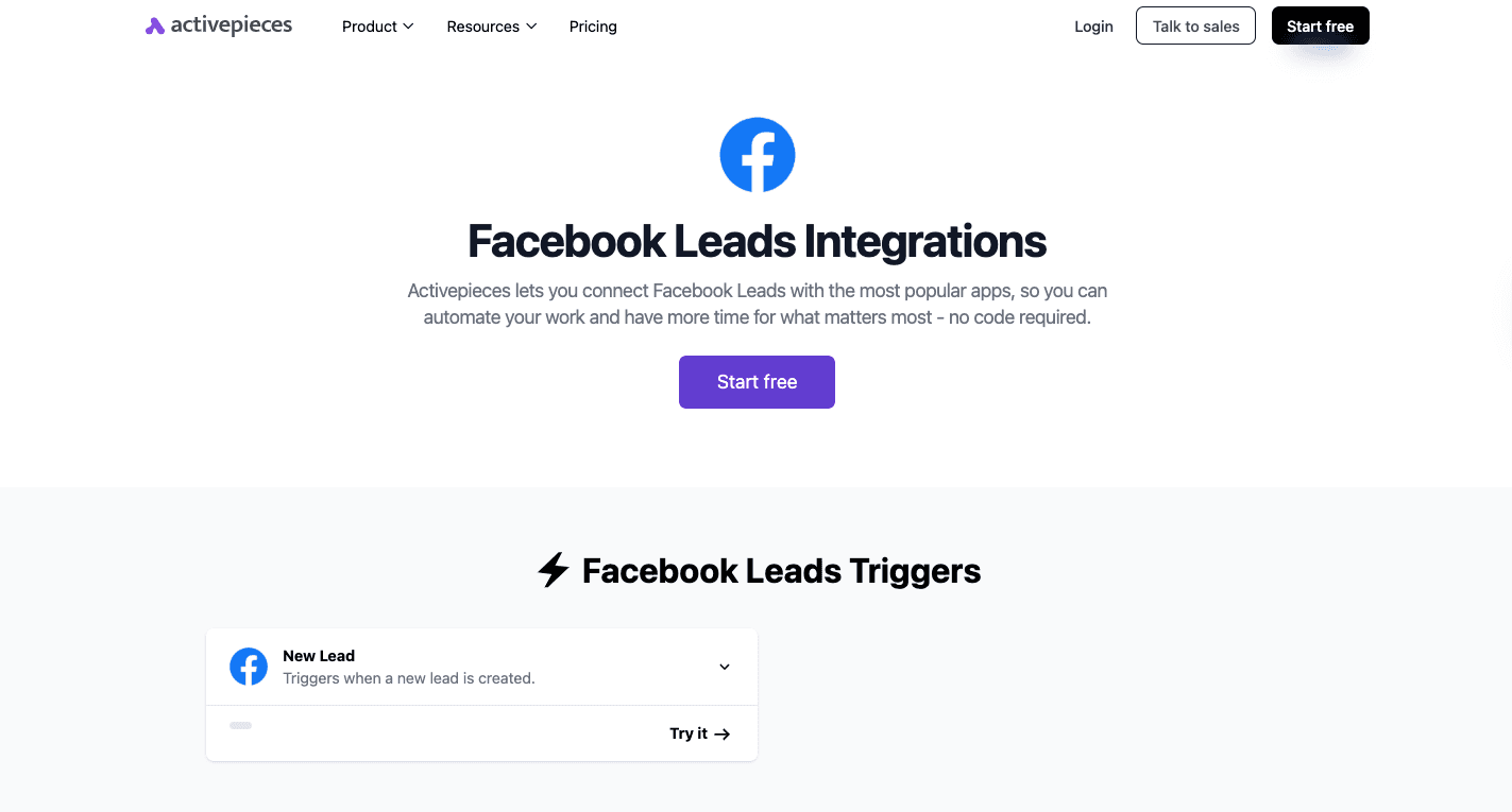 Activepieces Facebook Leads