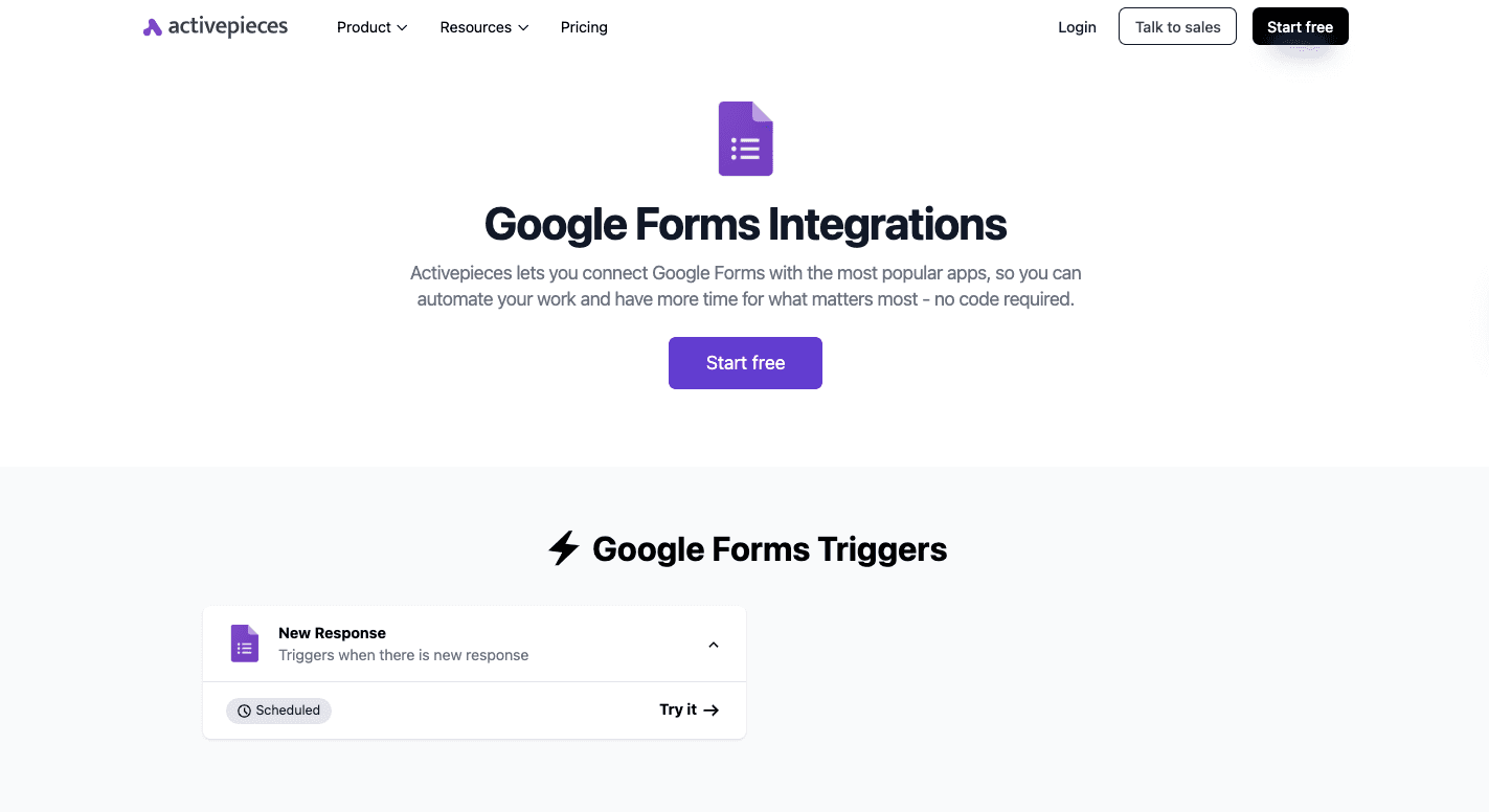Activepieces Google Forms