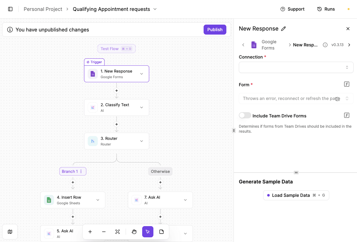 Activepieces Qualifying appointment requests