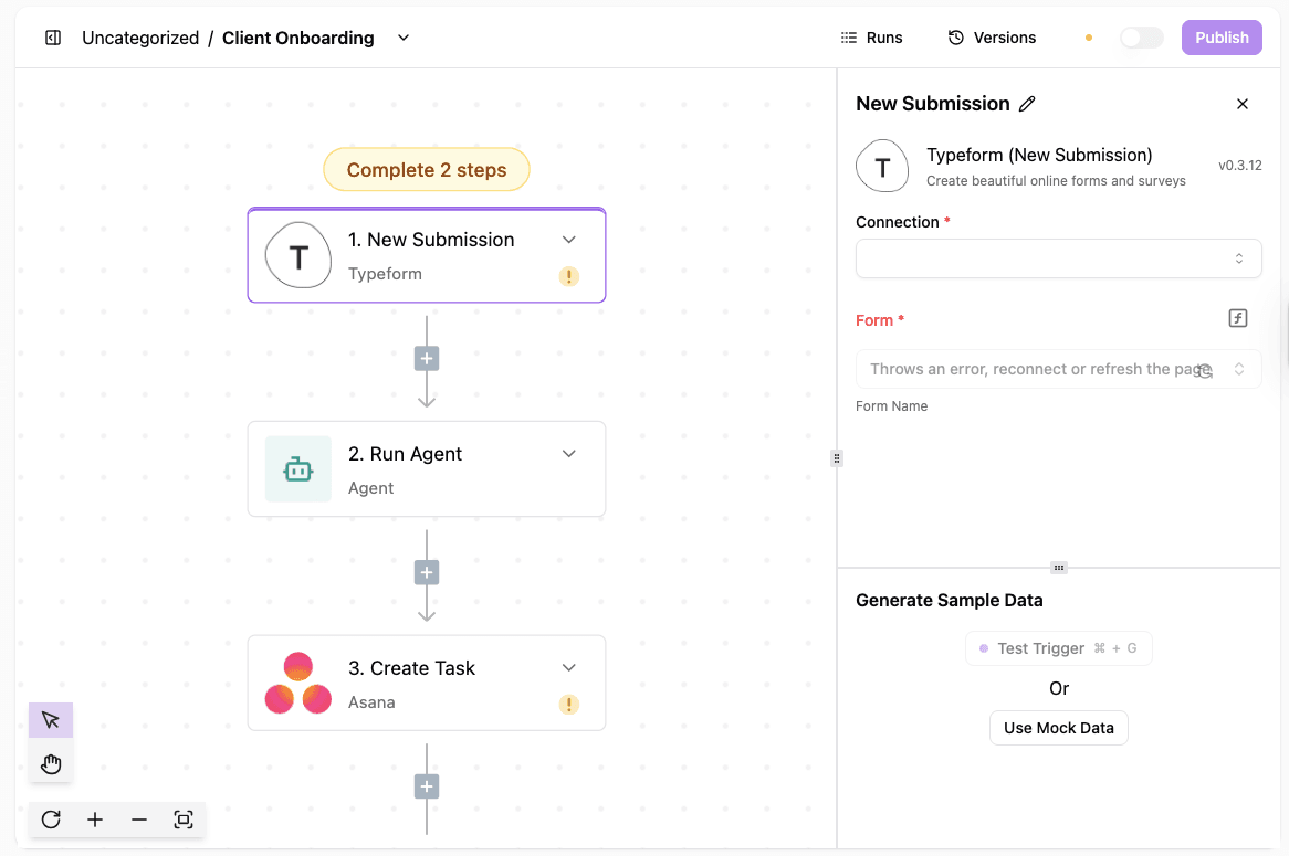 Activepieces client onboarding flow