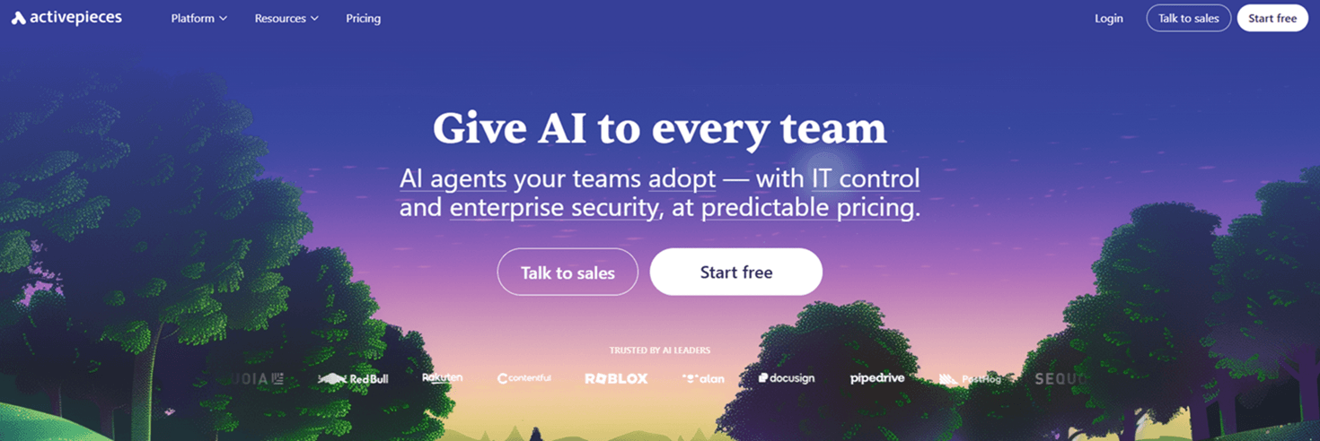 Activepieces homepage