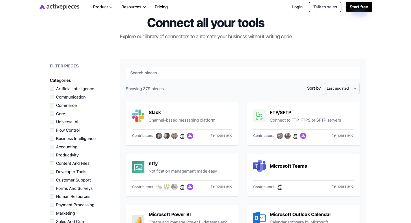Activepieces integrations