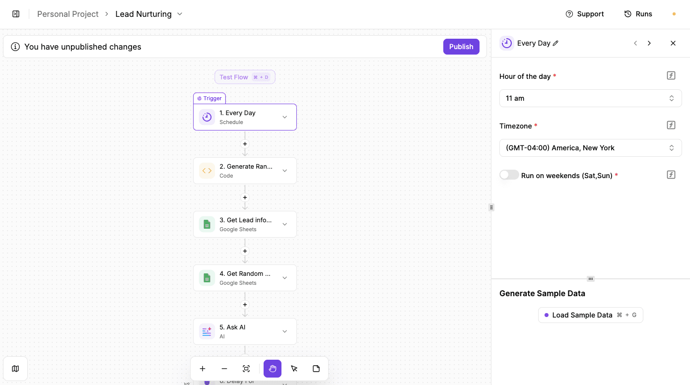 Activepieces lead nurturing workflow