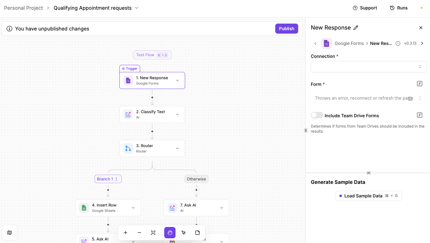 Activepieces qualifying appointment requests flow