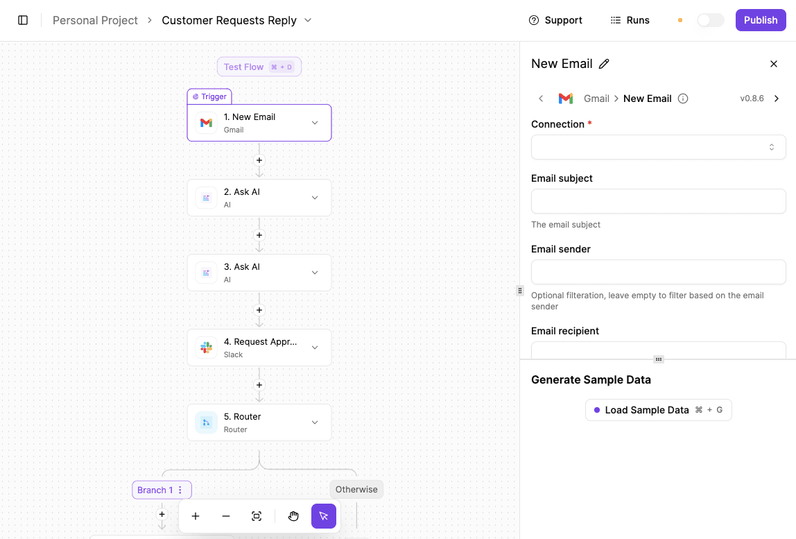 Customer requests reply in Activepieces