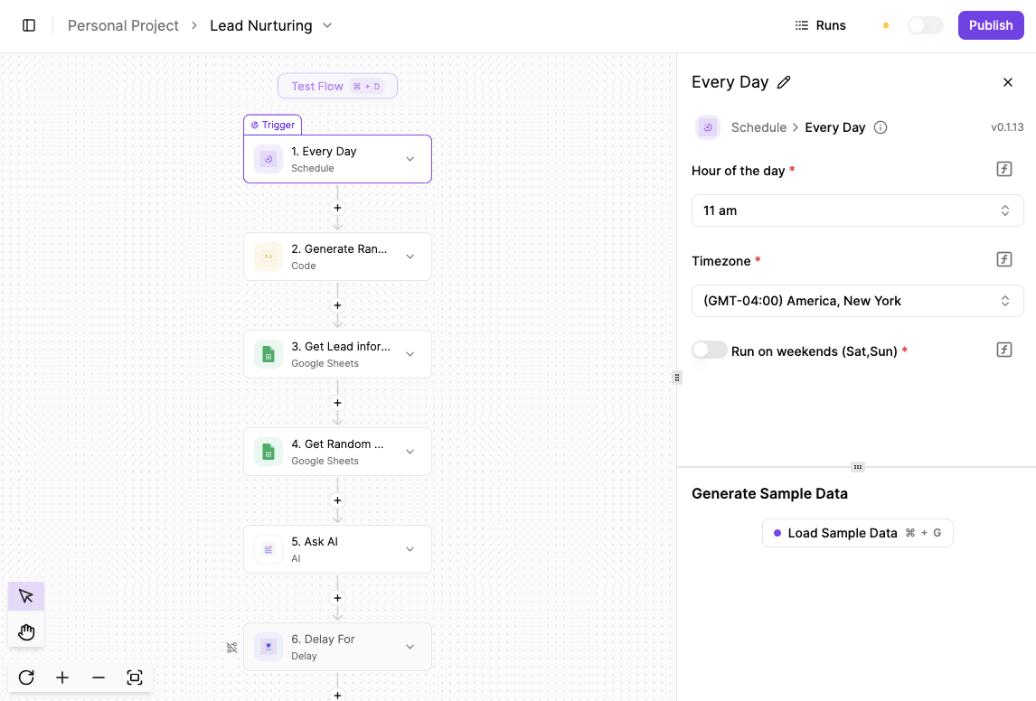 Daily Lead Nurturing Automation in Activepieces