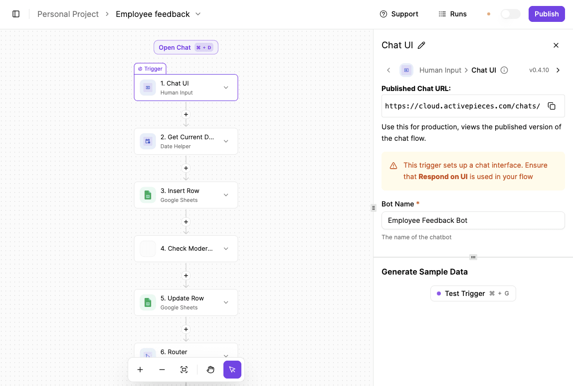 Employee feedback in Activepieces