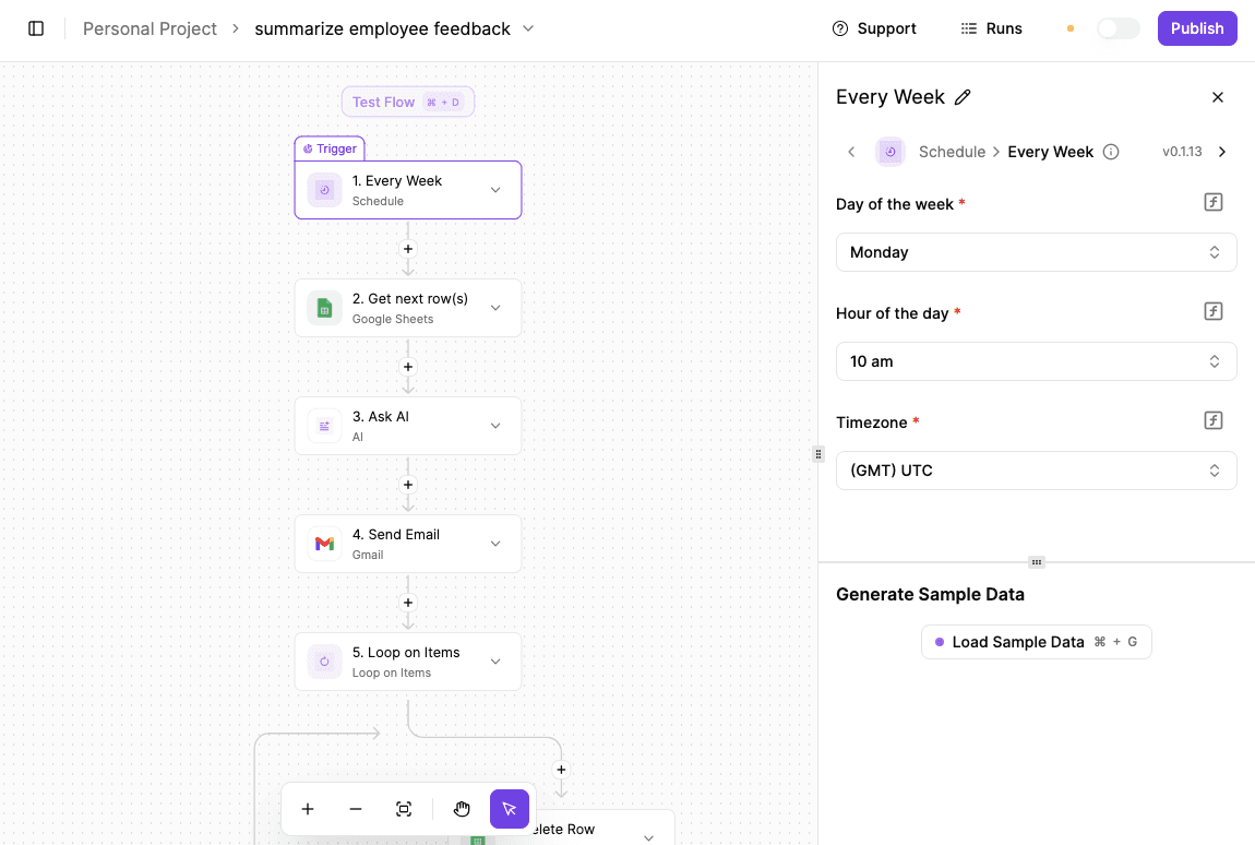 Feedback summary in Activepieces