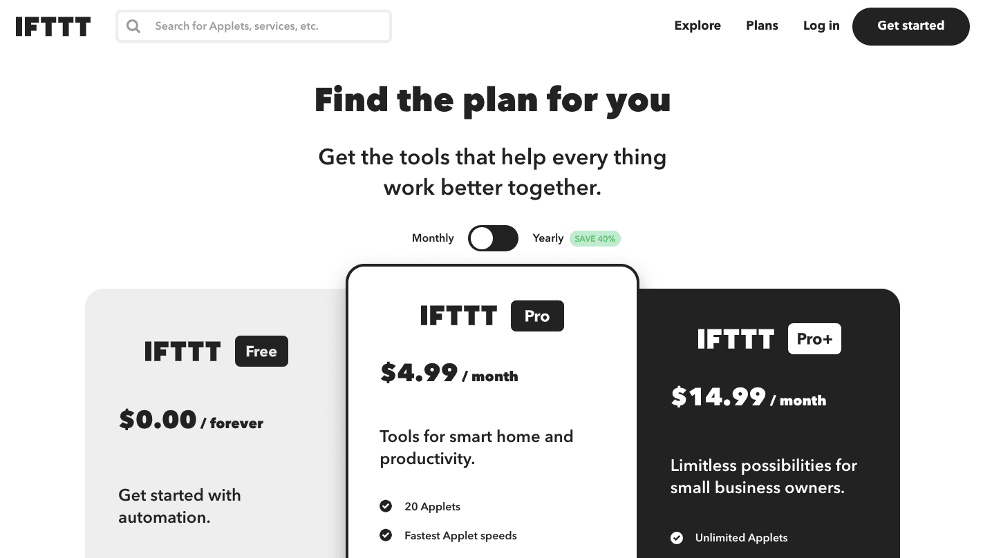 IFTTT pricing