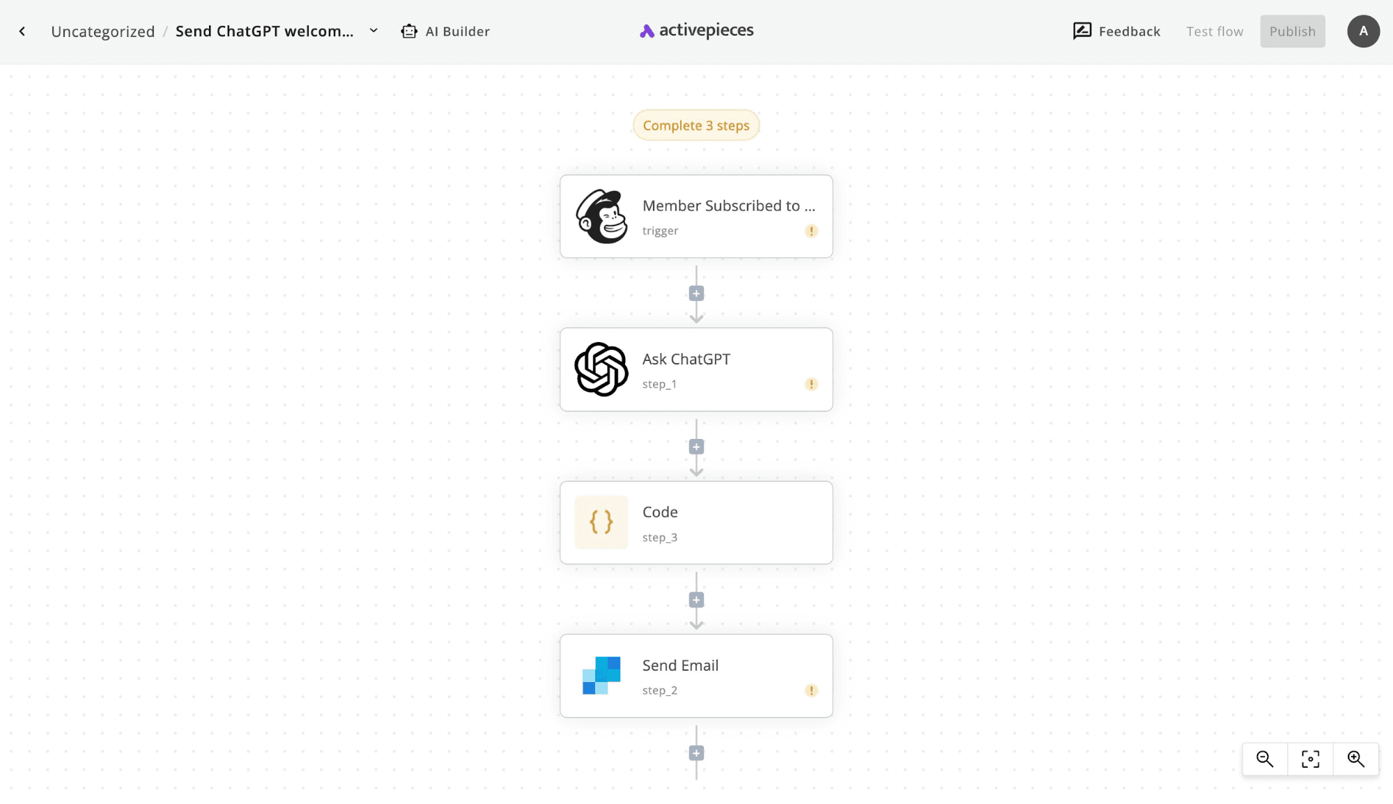 Personalized emails automation workflow with Activepieces
