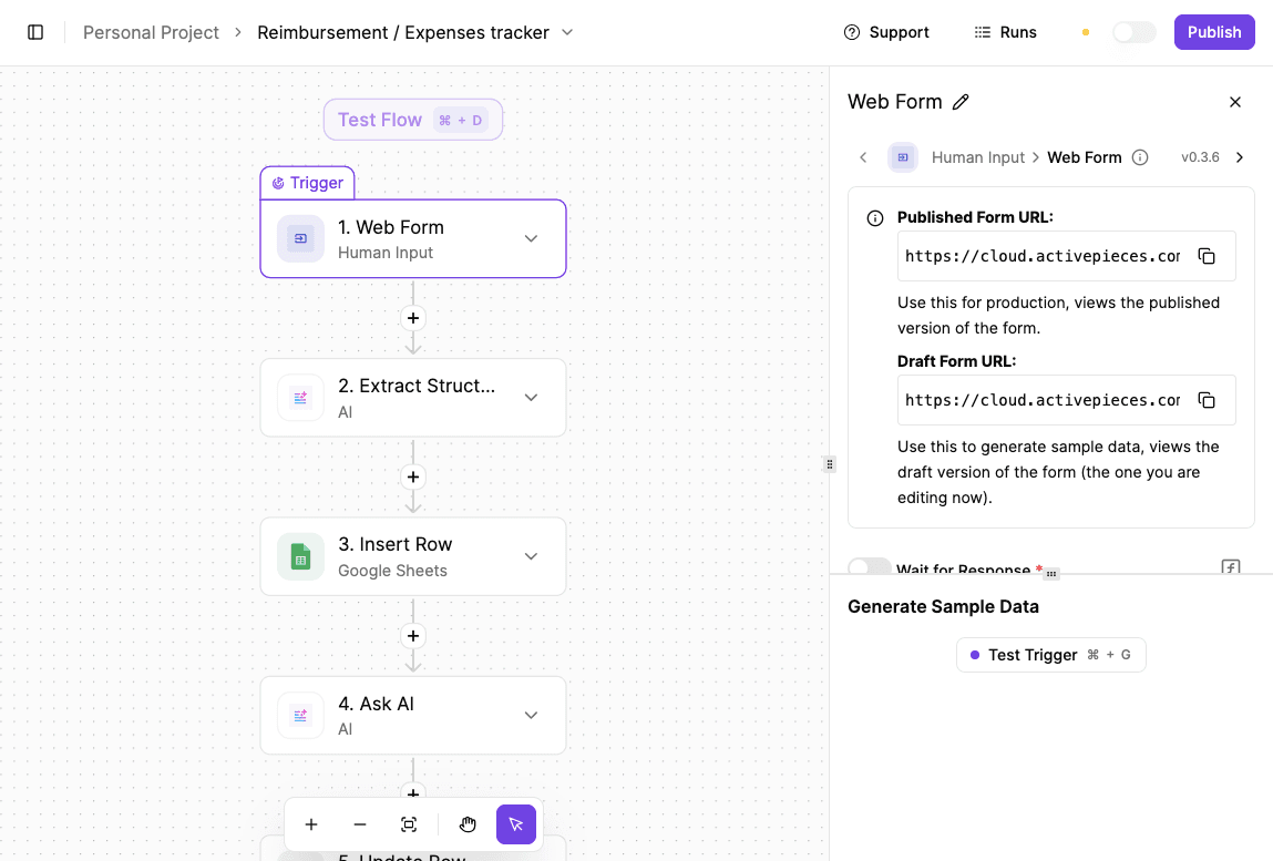 Reimbursement tracker in Activepieces