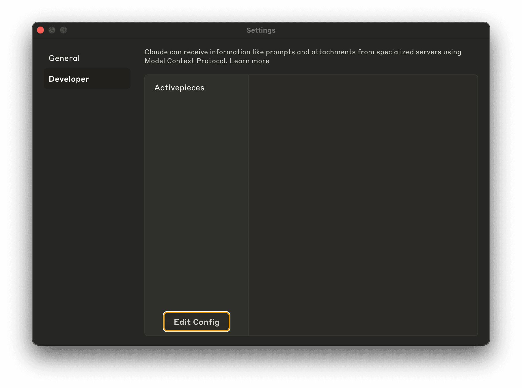 Claude Developer Settings