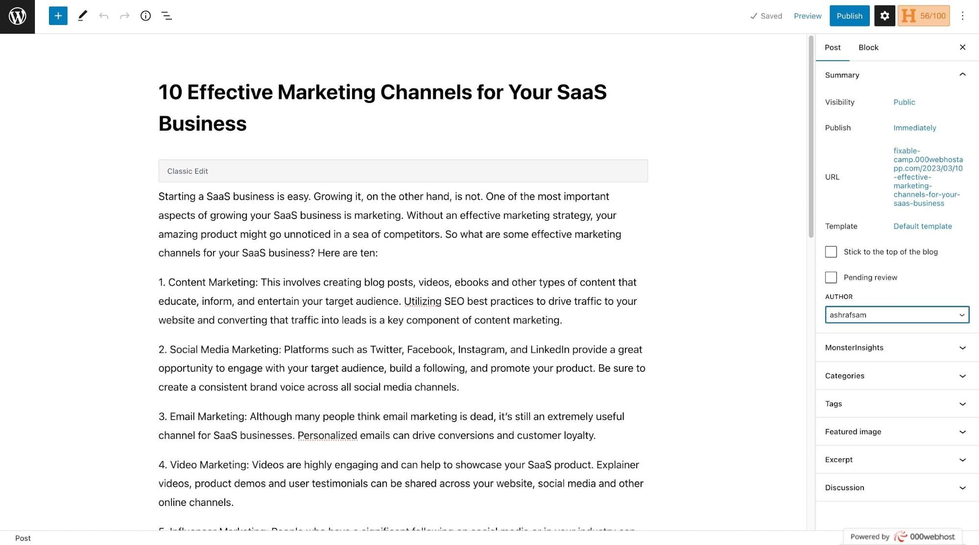 Wordpress post creation