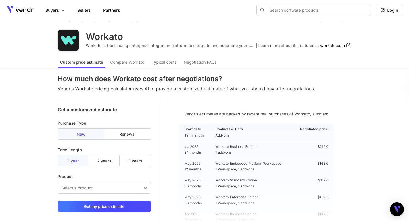Workato pricing estimate