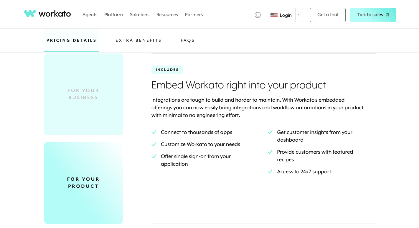 Workato product pricing