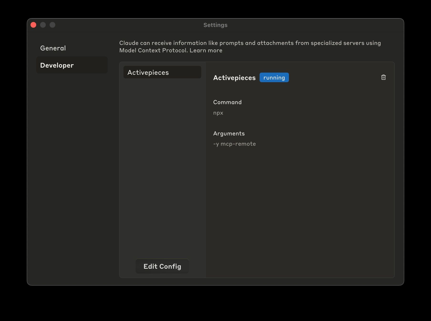 Claude MCP Server Running