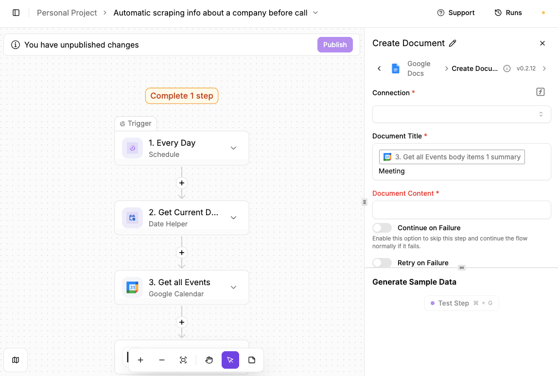company information scrapping flow
