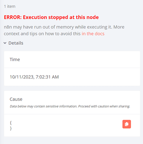 n8n execution error