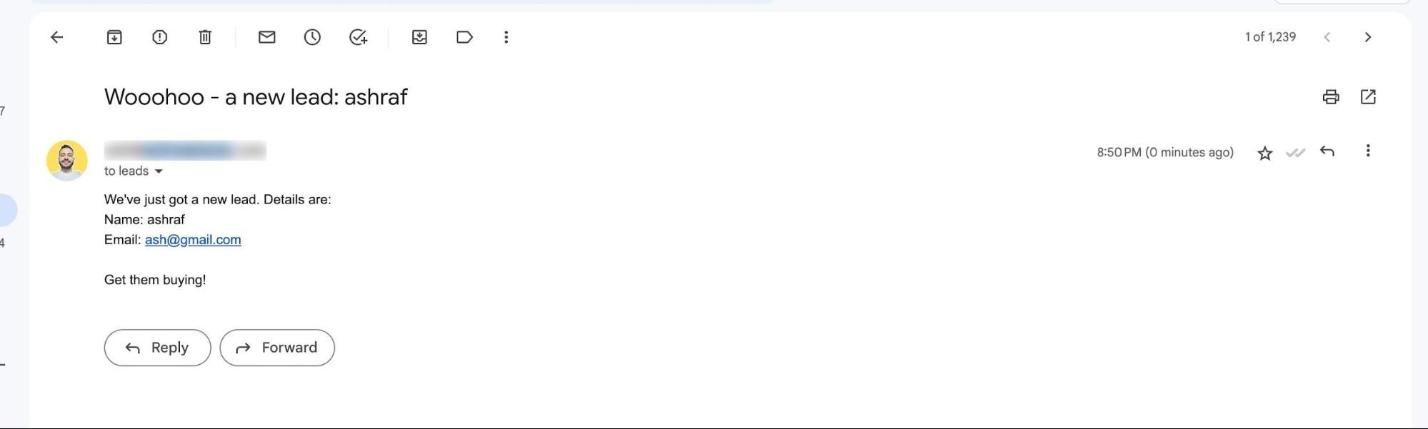 new lead email notification