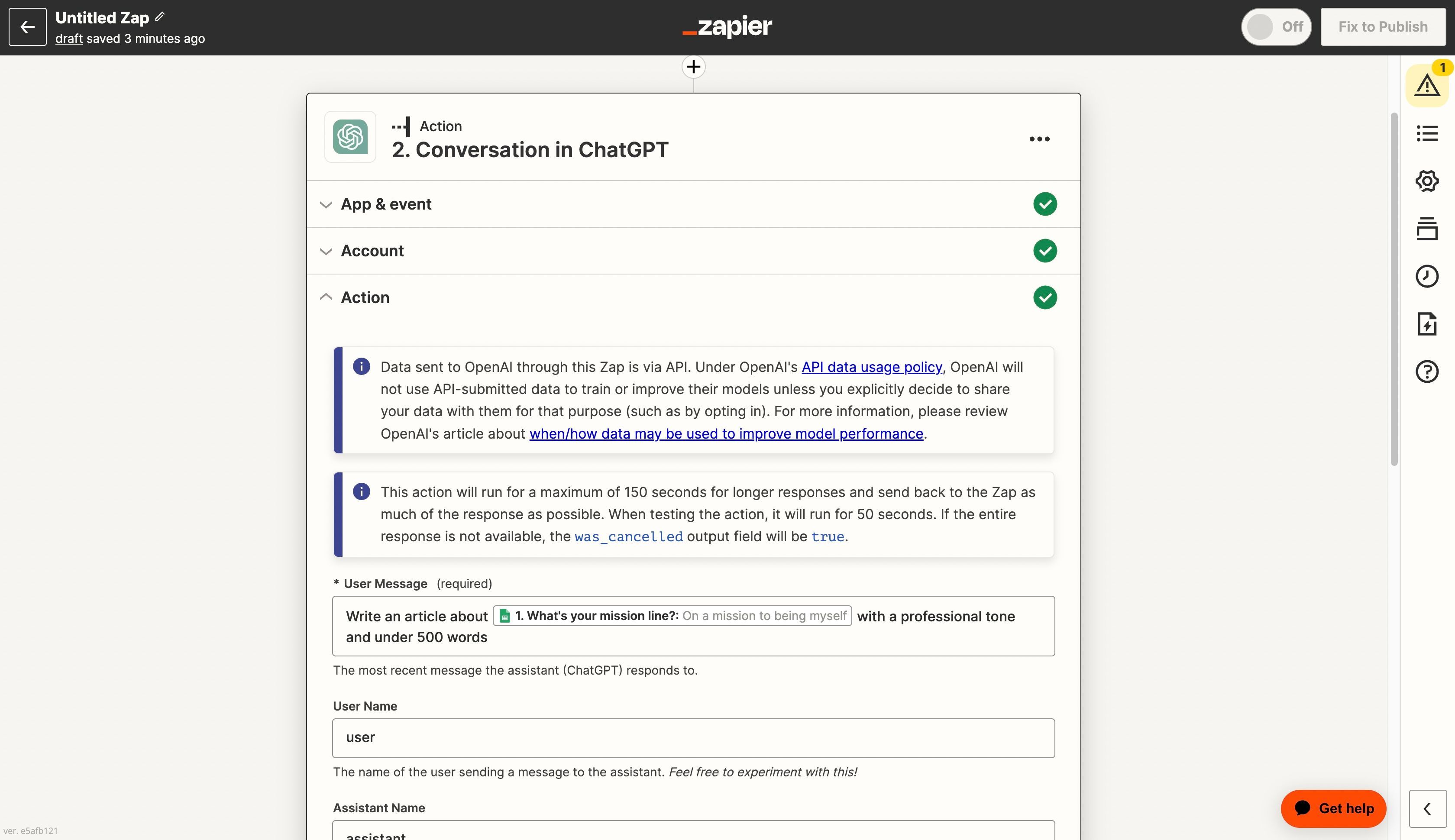 zapier adding chatgt flow