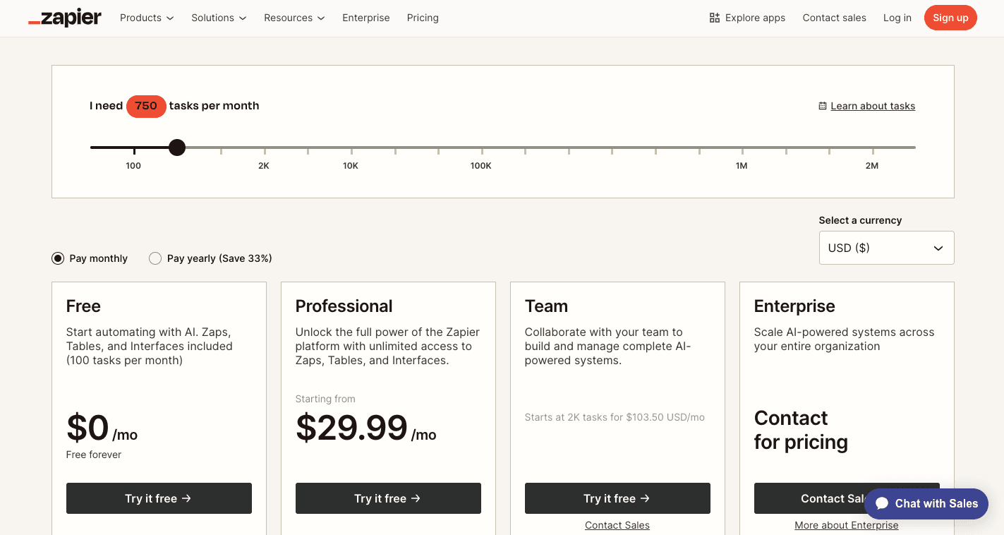 zapier professional plan